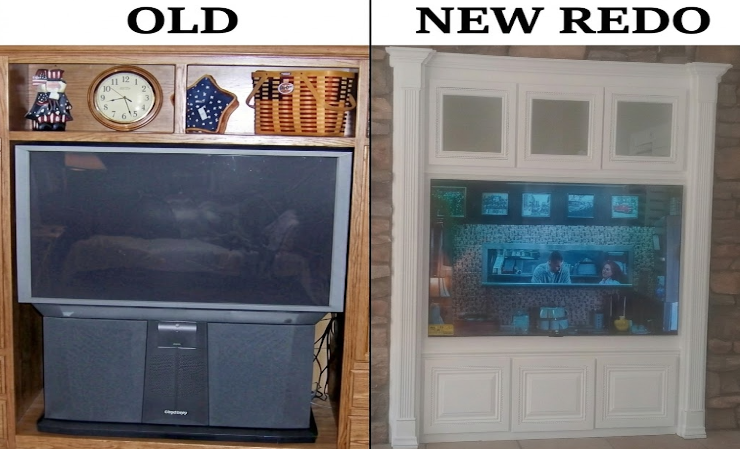 convert an old rear-projection TV cabinet into a modern media center